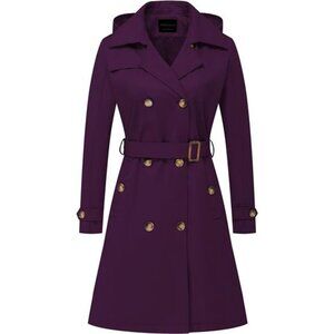Women's Long Trench Coat Double-Breasted Classic Lapel Overcoat